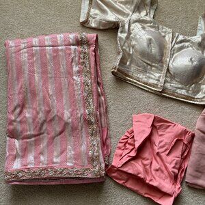 [NEW] Indian Pakistani Sari Saree Ethnic Suit Pink Blush Gold Sequin XL